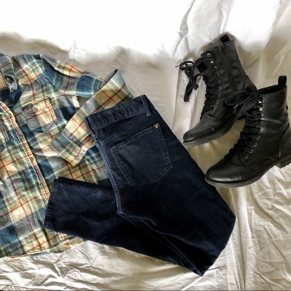 Dark Blue Corduroy Skinny Jeans